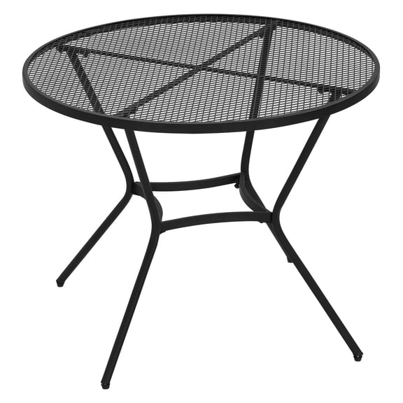 35" Round Patio Table, Outdoor Bistro Dining Set, French Cafe Style Metal Table, Garden Furniture for Backyard, Black, Fast Drying Mesh