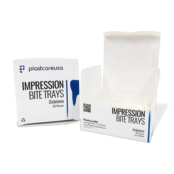 35 Sideless White Disposable Dental Bite Registration Trays, Dental Tools for Impressions, Mouth Trays for Teeth Molds, 1 Box of 35 Bite Trays