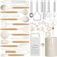 thumbnail image 1 of 35 Silicone Cooking Utensils Set - 446°F Heat Resistant Silicone Kitchen Utensils for Cooking Sets, BPA FREE Kitchen Utensil Spatula Set for Non-Stick Cookware, Kitchen Gadgets (Cream White), 1 of 8