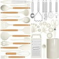 thumbnail image 1 of 35 Silicone Cooking Utensils Set - 446°F Heat Resistant Silicone Kitchen Utensils for Cooking Sets, BPA FREE Kitchen Utensil Spatula Set for Non-Stick Cookware, Kitchen Gadgets (Cream White), 1 of 8