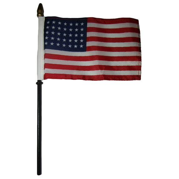 35 Star USA Linear American 4"x6" Flag Desk Set Table Wooden Stick Staff