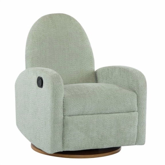 35" Swivel Recliner, Glider Recliner, Rocker Chair with 360 Degree Swivel and Solid Wood Base for Household Leisure Area, Light Green