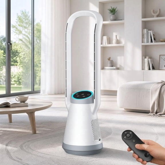 AEROZY 35 in. Bladeless Tower Fan, 20dB Ultra Quiet with 5 Ambient Lighting Modes, 3 Speeds, 12-Hour Timer, 120 Oscillation & Remote for Kids, Large Room