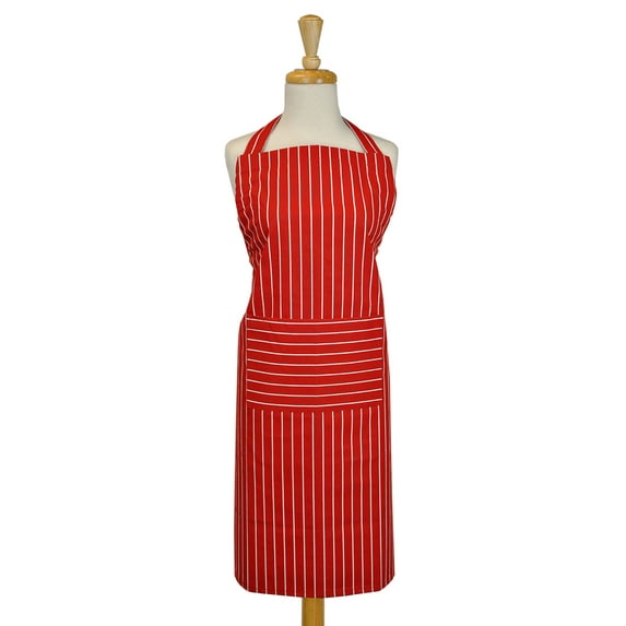 35" Tango Red and White Striped Design Unisex Chef Apron with Adjustable Strap