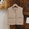 thumbnail image 1 of Up to 35% off Toddler Boy Girls Fleece Vest Boys And Girls Solid Color Round Neck Sleeveless Versatile Warm Top Fall And Winter Outerwear Down Camisole Beige 7 Years, 1 of 9