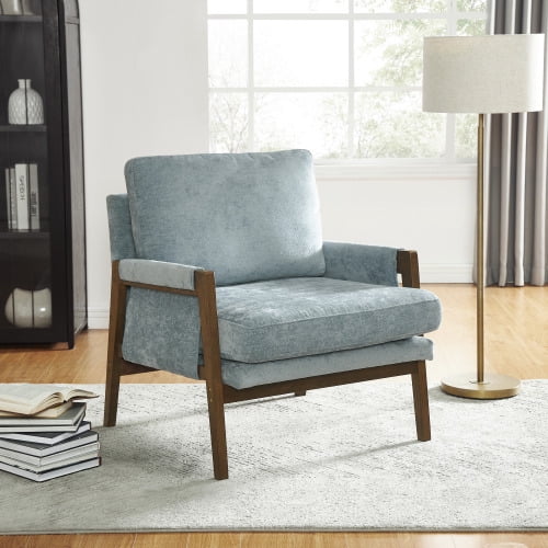 35" Velvet Upholstery Butacas Para Sala Couch, Comfy Small Chair with High-Density Sponge, Reading Nook Chair with Padded Feet for Living Room, Study Rooms, Blue