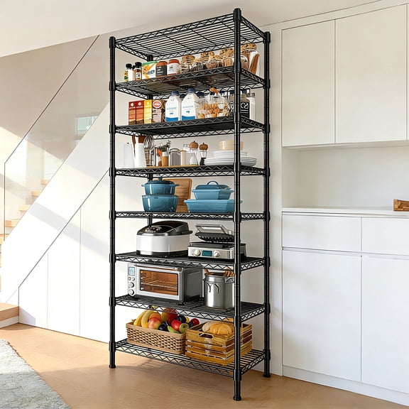 melmine 35"W Tall Narrow Wire Shelving Unit, 8 Tier Heavy Duty Metal Storage Shelves, 1040LBS Adjustable Shelving Rack for Laundry Room, Pantry, Utility Room & Garage Organization