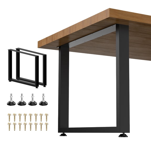 35"W x 28"H Heavy-Duty Extra Wide Metal Table Legs, Set of 2, Supports Up to 2300 Lbs, Rust & Moisture Resistant Coating, Adjustable Feet, for Large Dining Tables & Conference Tables
