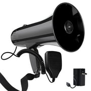 MyMealivos 35W ABS Megaphone with Rechargeable Battery with Voice Siren Recording & Detachable Mic Cover up to 980 ft for Multiple Activities-Black