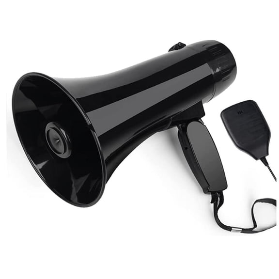 35 Watt Power Portable Speaker PA Bullhorn with Detachable Handheld Microphone, Built-In Siren (Black)
