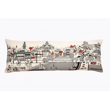 35" White Annapolis Daylight Skyline Lumbar Decorative Pillow