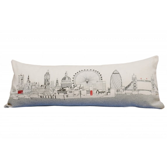 35" White London Daylight Skyline Lumbar Decorative Pillow
