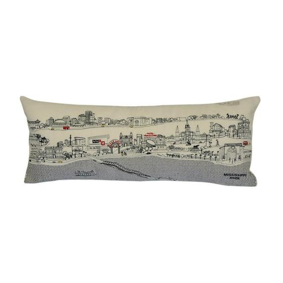 35" White New Orleans Daylight Skyline Lumbar Decorative Pillow
