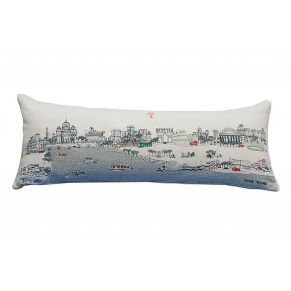 35" White Rome Daylight Skyline Lumbar Decorative Pillow