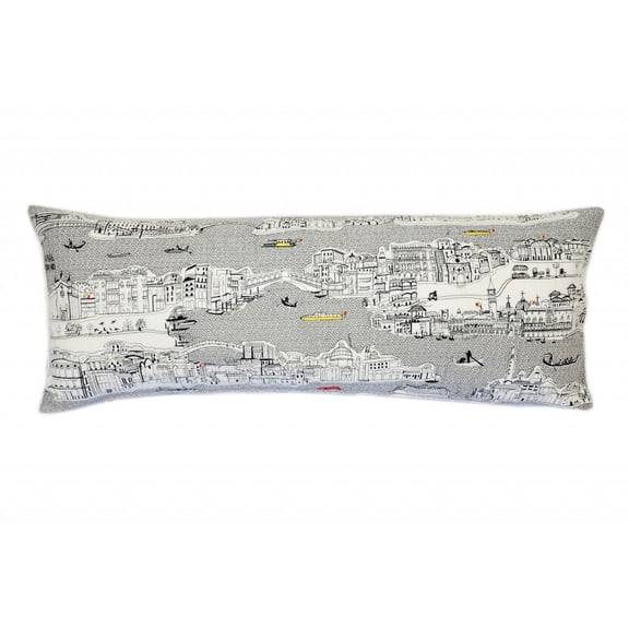 35" White Venice Daylight Skyline Lumbar Decorative Pillow
