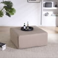 thumbnail image 1 of 35" Wide Oversized Square Ottoman Coffee Table, Faux Leather Couch Ottoman Large Footstool for Living Room, 1 of 7
