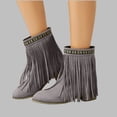 thumbnail image 1 of Up to 35%! Women's Slip On Ankle Boots Women's Fashionable Casual Versatile Cool Winter Tassel Sleeve Boots Short Boots Thick Heel Ankle Boots Gray 36, 1 of 8
