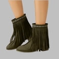 thumbnail image 1 of Up to 35%! Women's Slip On Ankle Boots Women's Fashionable Casual Versatile Cool Winter Tassel Sleeve Boots Short Boots Thick Heel Ankle Boots Green 38, 1 of 7