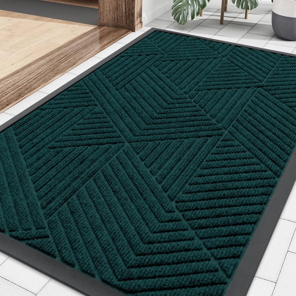 35" X 23" Atlantic Blue Irregular Triangle Rectangular Outdoor Front Door Mat