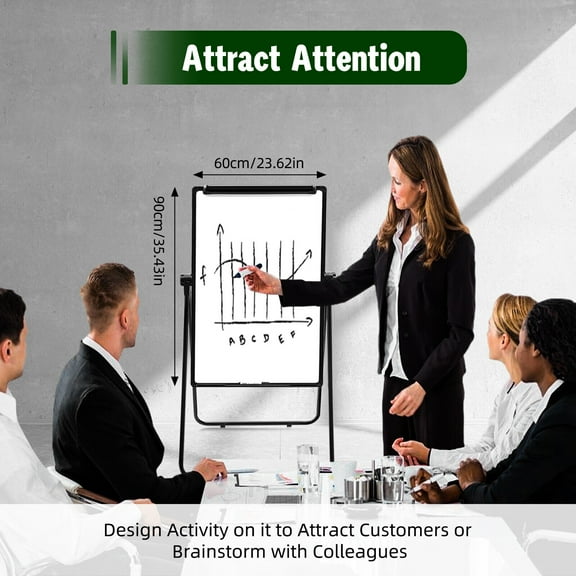 35" X 24" Double-Sided Mobile Dry Erase Board Magnetic Whiteboard Display Stand Rolling Adjustable