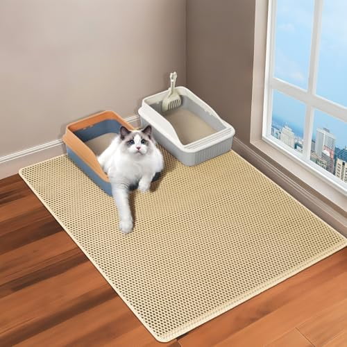 35''X 25'' Large Litter Mat, 2 Layer Cat Litter Mat Litter Trapping Mat,Litter Box Mats for Floor, Cats Litterbox Catcher Rug for Kitty Pet, Waterproof Urine Proof,Non-Slip