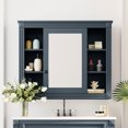 thumbnail image 1 of 35'' X 28'' Bathroom Wall Cabinet - Modern Design, Construction, Concealed Storage Versatile Solution, Frame, Blue Finish, 1 of 5