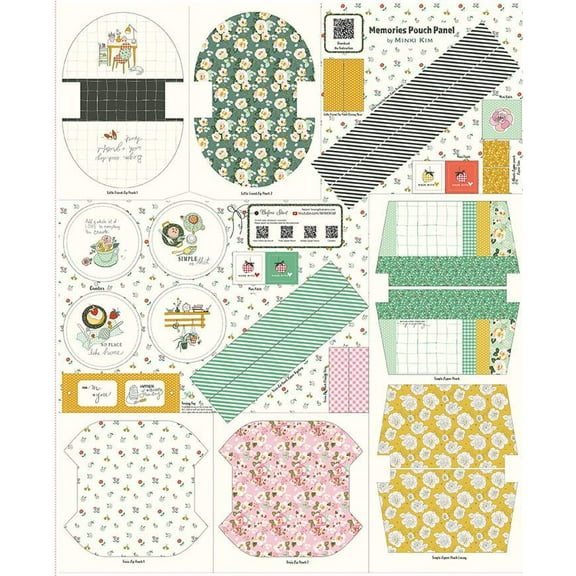 35" X 44" Panel Pouch Panels by Minki Kim Stripes Floral Checks Riley Blake Cotton Fabric Panel (P17061)