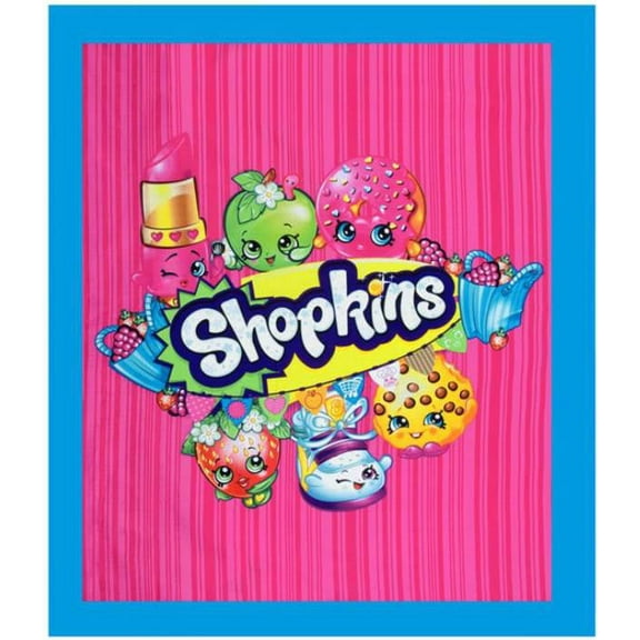 35" X 44" Panel Shopkins Group Tiny Collectable Toys Items Girls Kids Cotton Fabric Panel (60455-L55331)