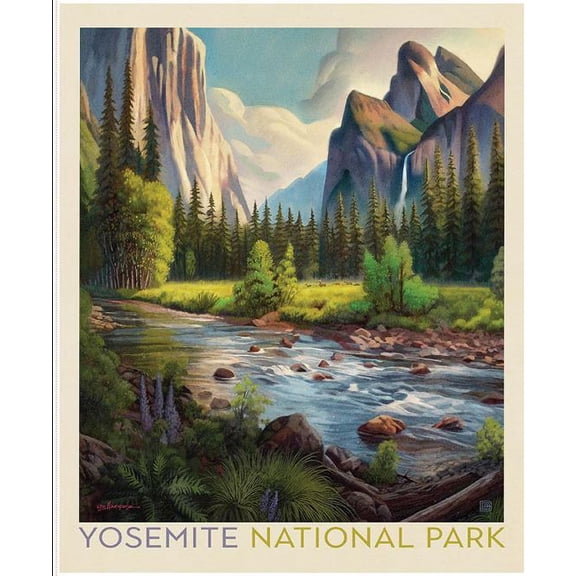 35" X 44" Panel Wilderness and Wonder National Parks Yosemite Officially Licensed by Riley Blake Cotton Fabric Panel (PD17710)