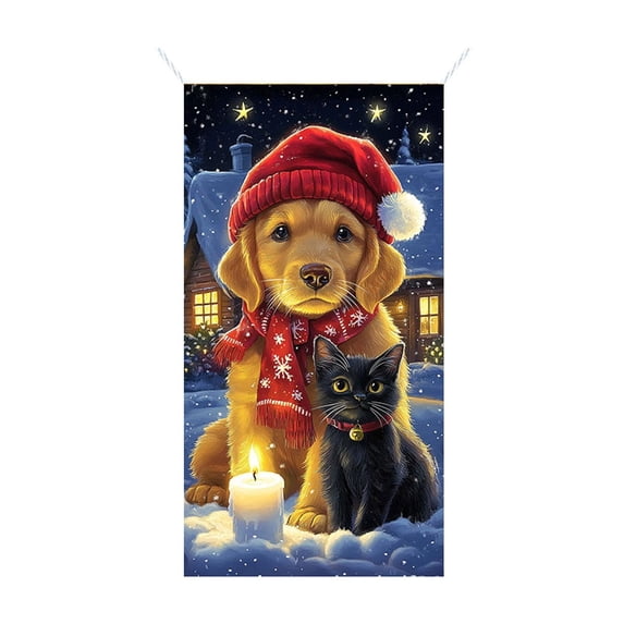 35 X 71 Inch Christmas Door Cover Santa Claus Pattern Christmas Day Door Decoration Festival Party Decoration