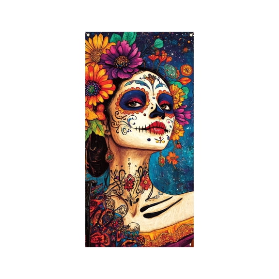 35 X 71 Inch Halloween And Day Of The Dead Door Cover - Halloween And Day Of The Dead Door Decoration - Festival Party Decoration