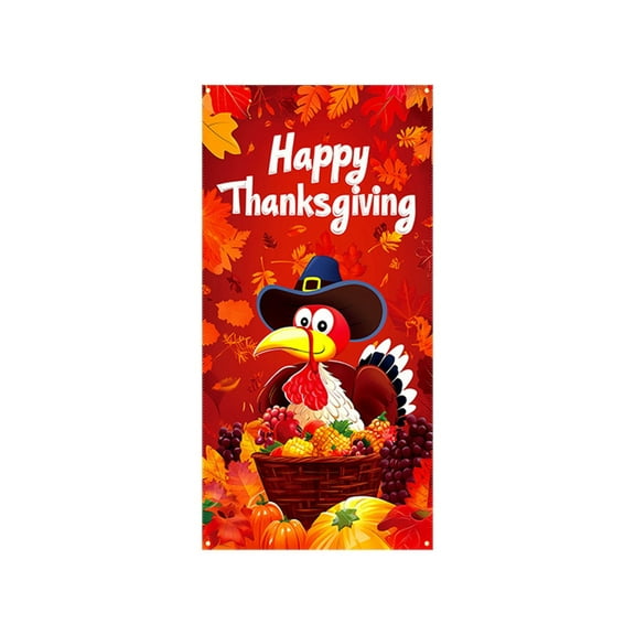 35 X 71 Inch Thanksgiving Day Door Cover - Thanksgiving Day Door And Wall Decoration - Festival Party Decoration