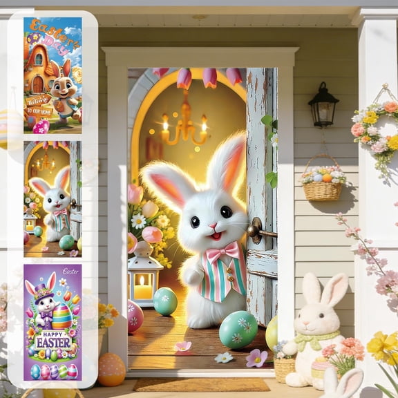 35 X 72 In Easter Day Door Cover - Easter Day Door Curtain for Wall Decoration, Festival Party Background, and Spring Decor