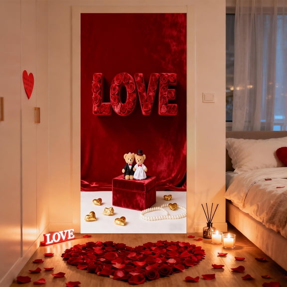 35 X 72 In Valentines Day Door Cover Valentines Day Door Curtain Valentines Day Door And Wall Decoration Festival Party Decoration
