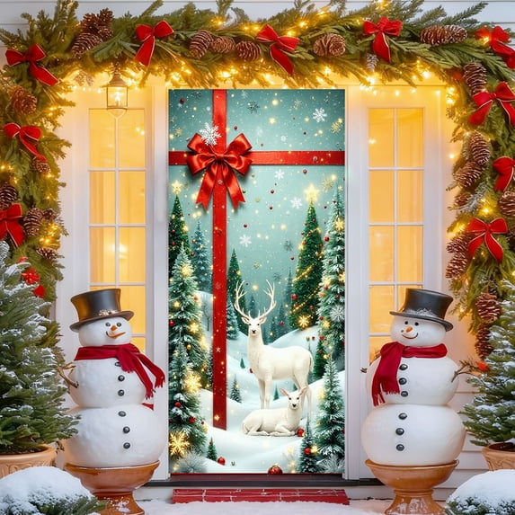 35 X 72 Inch Christmas Decorations Christmas Decor Door Cover Xmas Porch Door Sign Welcome Banner for Indoor Outdoor Wall Home Decoration Festival Party Decor