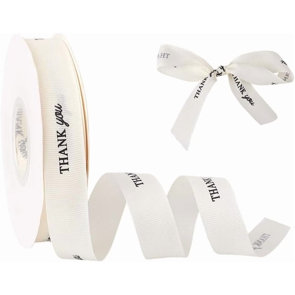 35 Yards(32m) Thank You Ribbon 0.79 Inch Single Face Satin Ribbon White Valenties Fabric Ribbon for Gift Wrapping Flower Bouquet Wrapping Birthday Gifts Baking Valentine Ribbons Silver