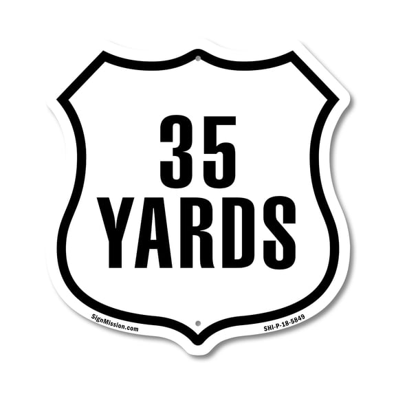 35 Yards Golf Course Running Race 5k Marathon Distance Marker 12 inch X 12 inch Shield-Shaped Rust-Free Aluminum Metal Sign Weather Resistant Made in the USA