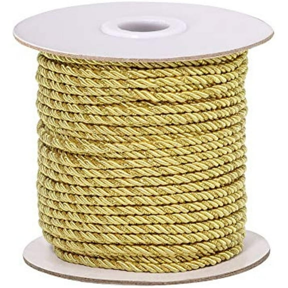 35 Yards Metallic Twisted Cord Rope 3-Ply Twisted Cord Christmas Trim Thread String Twisted Silk Ropes Satin Shiny Cord for Home Décor Curtain Tieback Graduation Honor Cord Gold