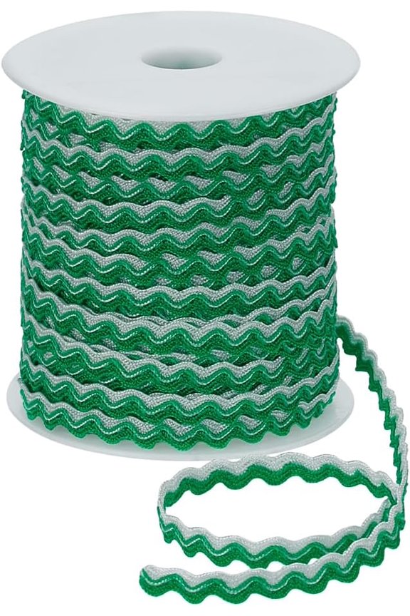 35 Yards Wave Bending Fringe Trim 2 Bundles with Plastic Empty Spool 3/8 inch Wide Polypropylene Wavy Ribbon Medium Sea Green Wave Bending Fringe Trim for Sewing Costume Wedding Decor for DIY