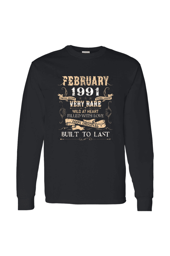 35 Years Old 35Th Birthday Legend Vintage February 1991 Bday Long Sleeve Shirt