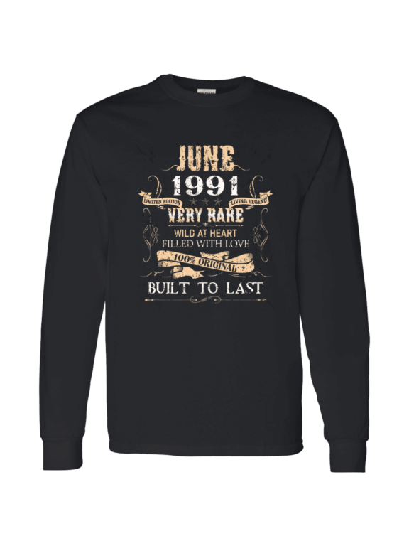 35 Years Old 35Th Birthday Legend Vintage June 1991 Bday Long Sleeve Shirt
