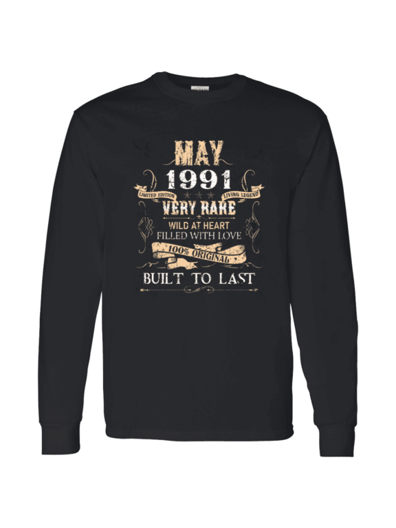 35 Years Old 35Th Birthday Legend Vintage May 1991 Bday Long Sleeve Shirt