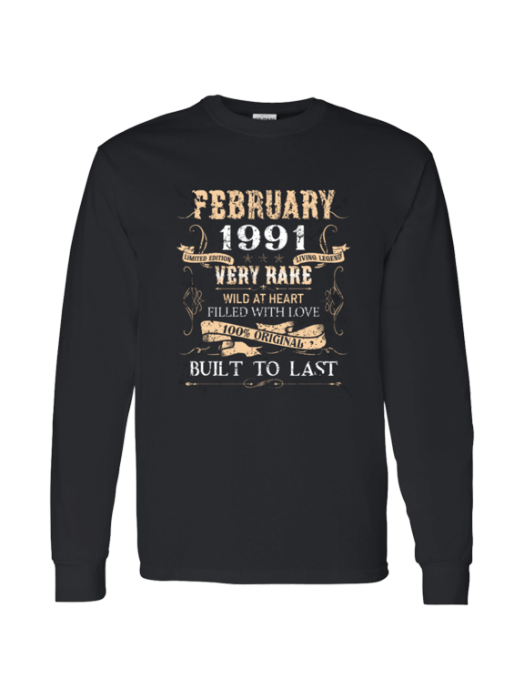 35 Years Old 35Th Birthday Vintage February 1991 Long Sleeve Shirt