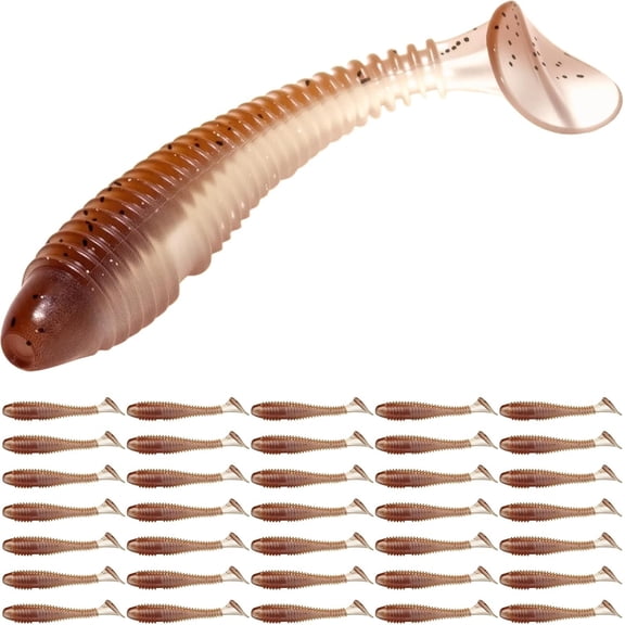 35 count Paddle Tail Swimbaits, 3 inchs Fishing Soft Lures for Bass Crappie Walleye Trout, Durable Plastic Sinking Swimmer Kit for Saltwater Freshwater Texas Carolina Fitness Rig