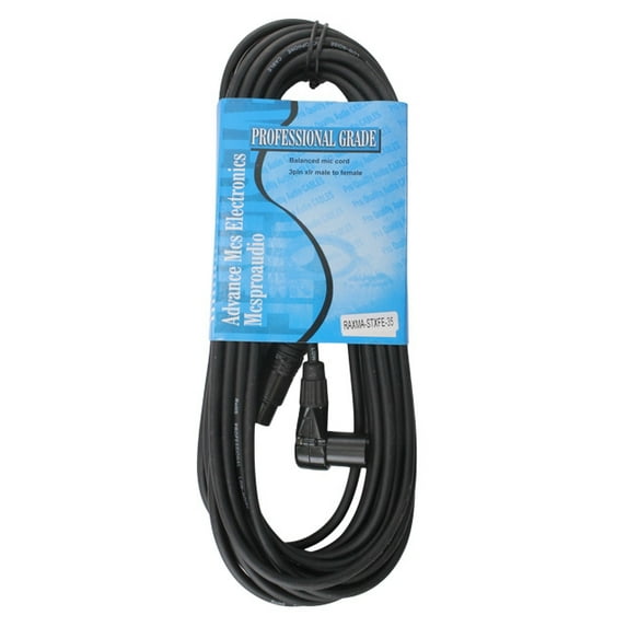 35 ft XLR Microphone Cable with Right Angle Male and Straight Female connectors.