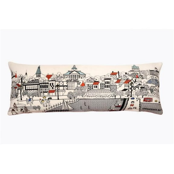 35 in. Annapolis Daylight Skyline Lumbar Decorative Pillow, White