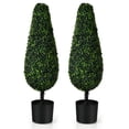 35 in. Green Artificial Boxwood Tower Topiary Tree in Pot UV Resistant