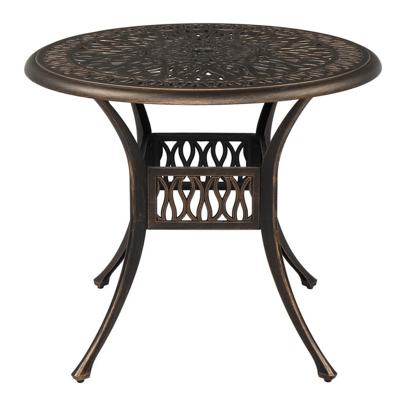Bronze 35" Round Cast Aluminum Outdoor Patio Dining Table