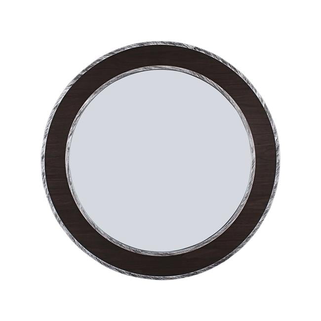 Distressed Iron & Black Wood Oval Wall Mirror 35" Vertical
