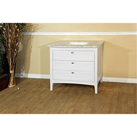35 in Single sink vanity-wood-white cabinet only